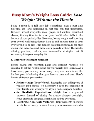 Busy Mom’s Weight Loss Guide_ Lose Weight Without the Hassle