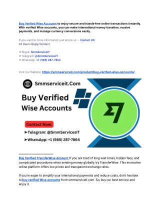 Worldwide Top Place To Buy Verified Wise Accounts (With Documents)