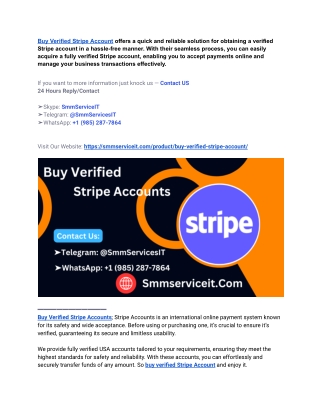 All County Buy Verified Stripe Accounts (100% Fully Verified)