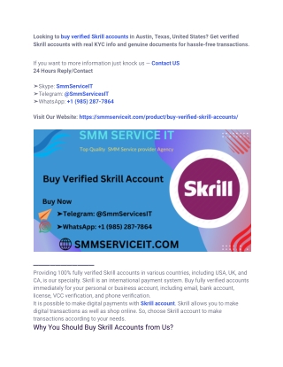 5 Trustable Platform To Buy Verified Skrill Account