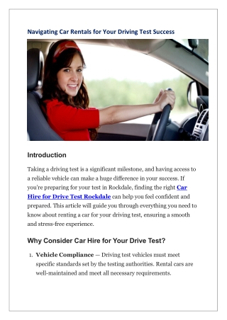 Navigating Car Rentals for Your Driving Test Success