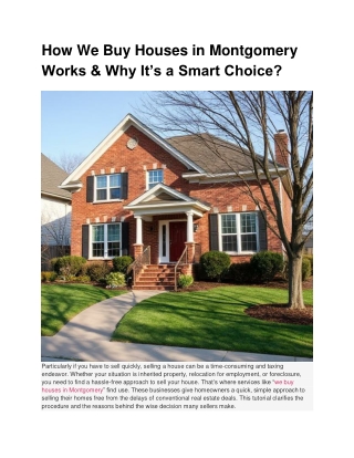 How We Buy Houses in Montgomery Works & Why It’s a Smart Choice