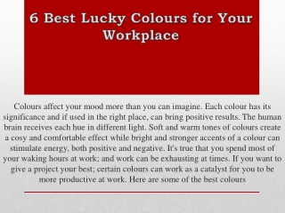 6 Best Lucky Colours for Your Workplace