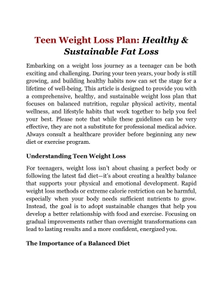 Teen Weight Loss Plan_ Healthy & Sustainable Fat Loss