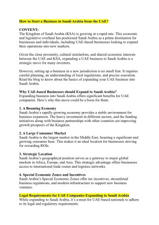 UAE Business Expansion in Saudi