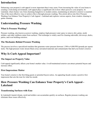 How Pressure Washing Can Enhance Your Property's Curb Appeal - Lakeland