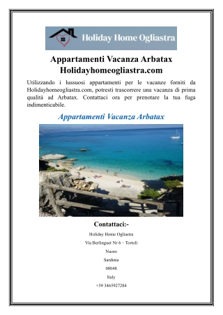 Appartamenti Vacanza Arbatax Holidayhomeogliastra