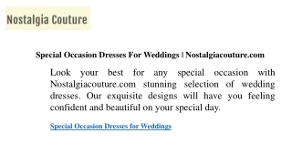 Special Occasion Dresses For Weddings  Nostalgiacouture.com