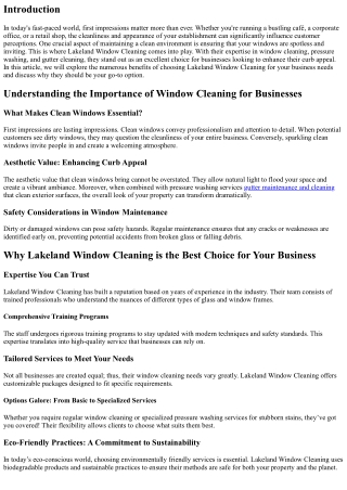 “Why Lakeland Window Cleaning is the Best Choice for Your Business”