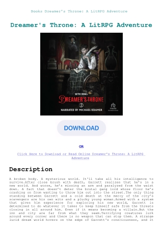 Books Dreamer's Throne A LitRPG Adventure