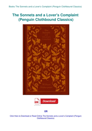 Books  The Sonnets and a Lover's Complaint (Penguin Clothbound Classics)