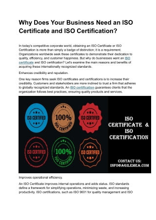 Why Does Your Business Need an ISO Certificate and ISO Certification