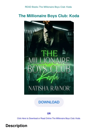 READ Books The Millionaire Boys Club Koda