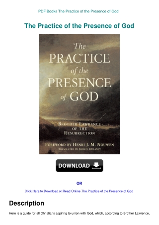 PDF Books The Practice of the Presence of God