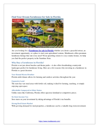 Find Your Dream Farmhouse for Sale in Florida