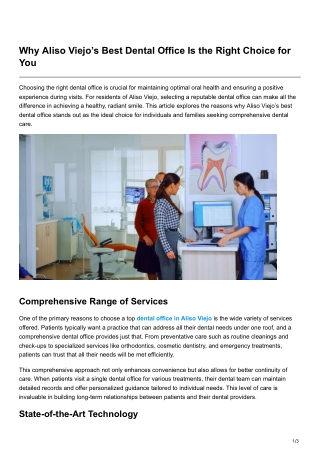Why Aliso Viejo’s Best Dental Office Is the Right Choice for You