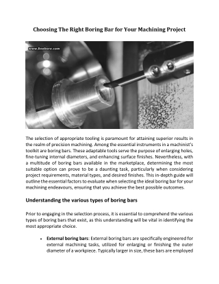 Choosing The Right Boring Bar For Your Machining Project