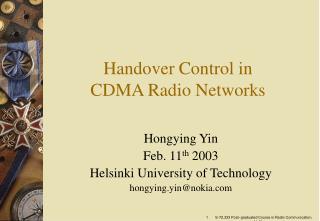 Handover Control in CDMA Radio Networks