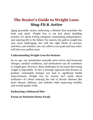 The Senior’s Guide to Weight Loss_ Stay Fit & Active