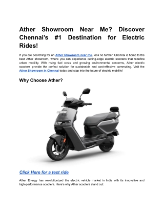 Ather Showroom Near Me? Discover Chennai’s #1 Destination for Electric Rides!