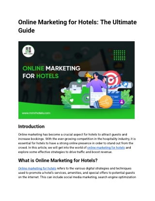 Online Marketing for Hotels