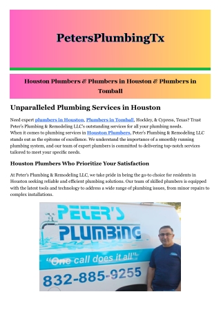 Plumbers in Tomball