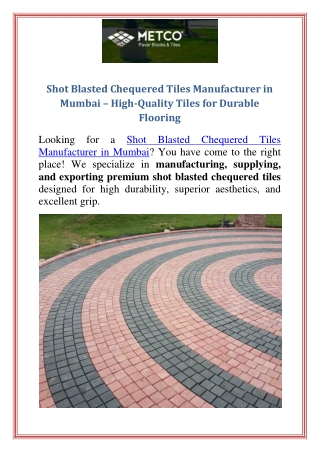 Shot Blasted Chequered Tiles Manufacturer in Mumbai High-Quality Tiles for Durable Flooring