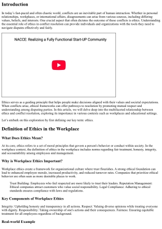 The Essential Role of Ethics in Conflict Resolution