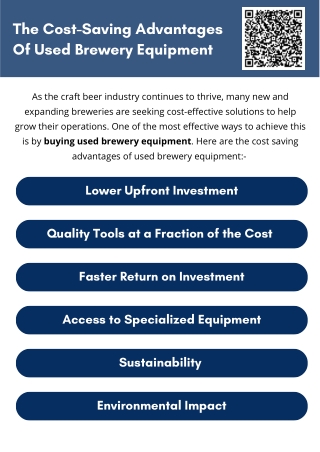 The Cost-Saving Advantages Of Used Brewery Equipment