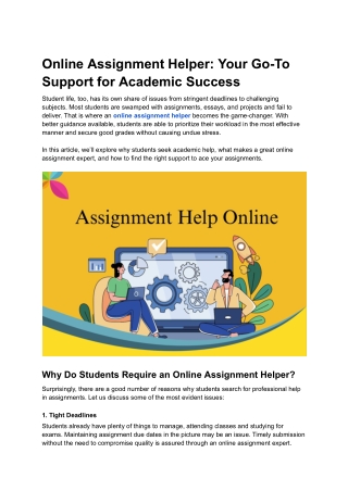 Online Assignment Helper: Your Go-To Support for Academic Success