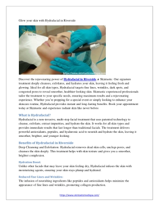 Glow your skin with Hydrafacial in Riverside