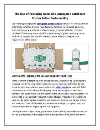 The Rise of Packaging Items Like Corrugated Cardboard Box for Better Sustainability