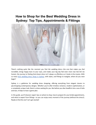 How to Shop for the Best Wedding Dress in Sydney