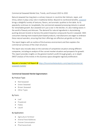 Commercial Seaweed Market Size, Trends, and Forecast 2023 to 2032
