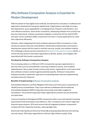 Why Software Composition Analysis is Essential for Modern Development