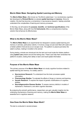 Morris Water Maze_ Navigating Spatial Learning and Memory