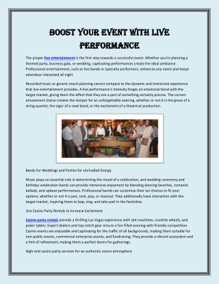 Boost Your Event with Live Performance