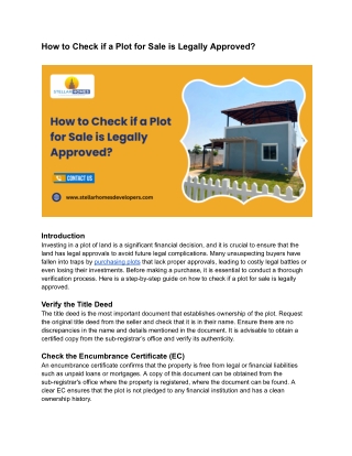 How to Check if a Plot for Sale is Legally Approved_