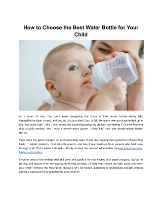 How to Choose the Best Water Bottle for Your Child