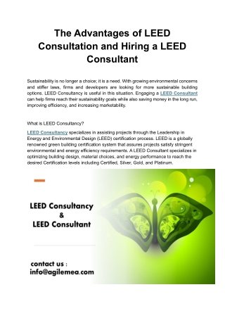 The Advantages of LEED Consultation and Hiring a LEED Consultant