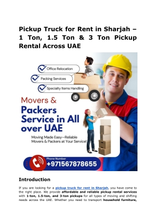 Pickup Truck for Rent in Sharjah