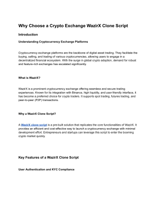 Why Choose a Crypto Exchange WazirX Clone Script