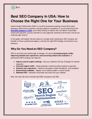 Top SEO Company Leading the Way in the USA
