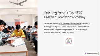 Best UPSC Coaching in Ranchi – Deoghar IAS Academy