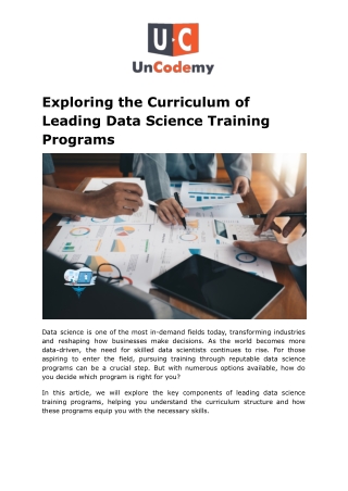 Exploring the Curriculum of Leading Data Science Training Programs