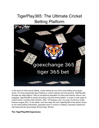 TigerPlay365_ The Ultimate Cricket Betting Platform
