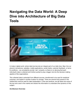 Navigating the Data World_ A Deep Dive into Architecture of Big Data Tools