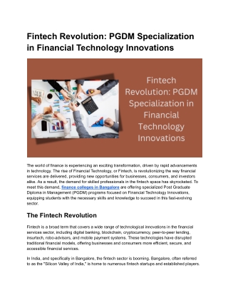 Fintech Revolution_ PGDM Specialization in Financial Technology Innovations