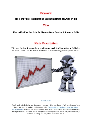 free artificial intelligence stock trading software india