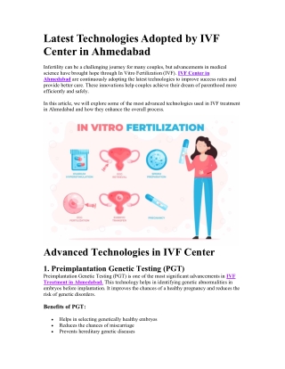 Latest Technologies Adopted by IVF Center in Ahmedabad